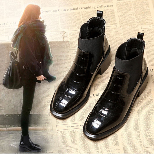Telsa - Crocodile Pattern Women's Chelsea Boots - Autumn/Winter Collection KN