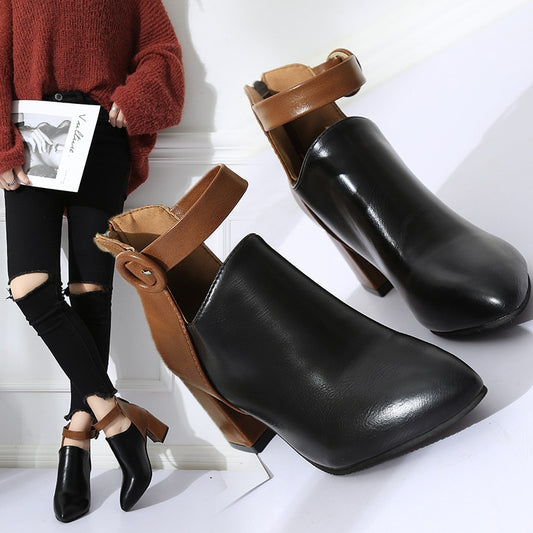Lili - Women's Leather High Ankle Booties for Autumn/Winter with High Heels and Gothic Design KN