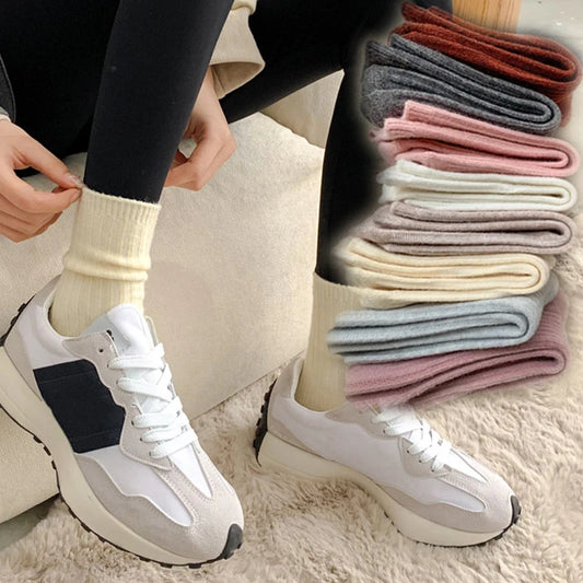 Retro Cotton Socks - 1 Pair | Trendy & Elegant Women's Warm Knitted Candy Color Stockings | Soft, Comfortable & Free Size 37-43 KN
