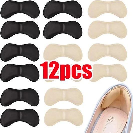 12Pcs Women's Adjustable Adhesive Shoe Pads for Foot Care, Non-slip Stickers for Pain Relief and Size Adjustment KN