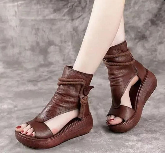 Alice - Cool Leather Wedge Platform Sandals KN